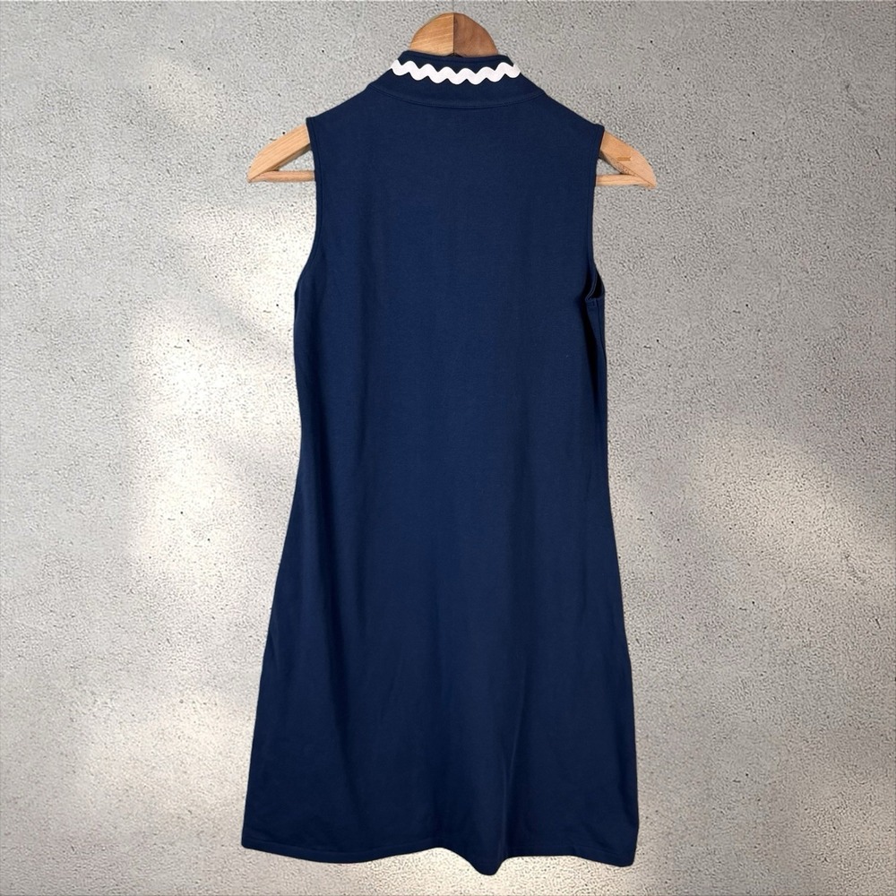 Spartina 449 Serena Sleeveless Half-Zip Dress Midnight Blue Ric Rac Sz XS NWT - Picture 7 of 8